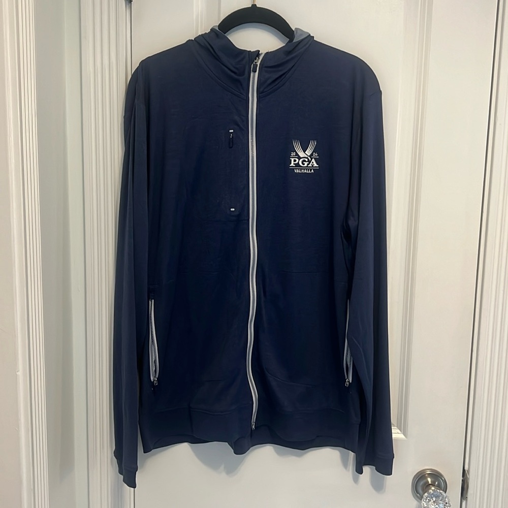 Men’s Peter Millar zip up hoodie with PGA Valhalla 2024 logo- size L